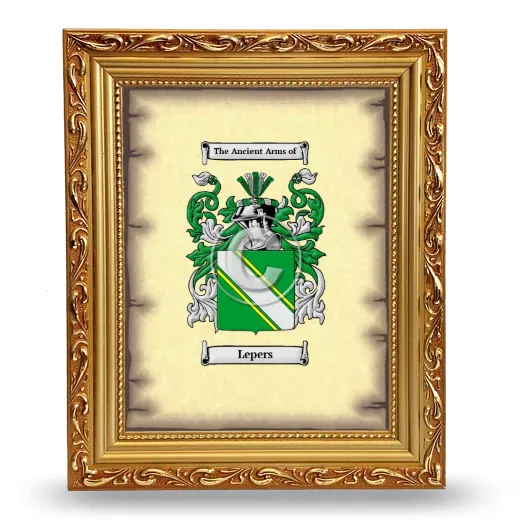 Lepers Coat of Arms Framed - Gold