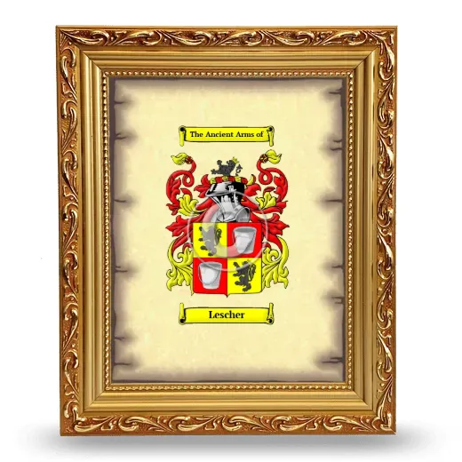 Lescher Coat of Arms Framed - Gold