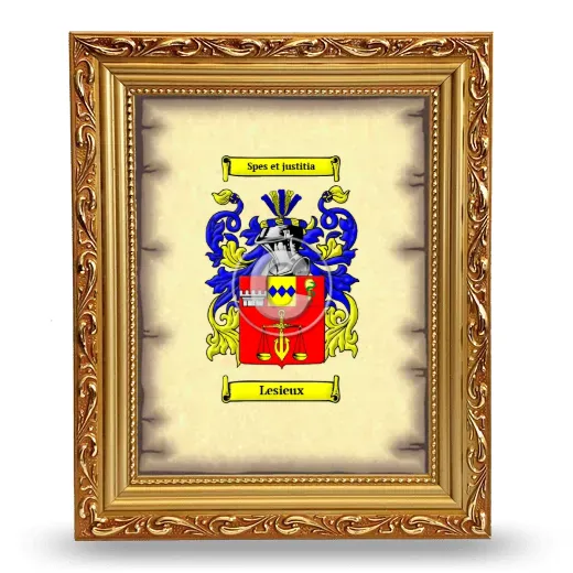 Lesieux Coat of Arms Framed - Gold