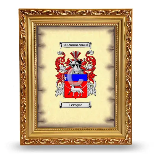 Leveque Coat of Arms Framed - Gold