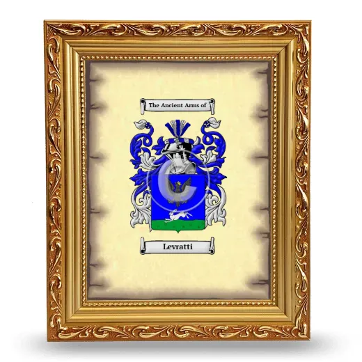 Levratti Coat of Arms Framed - Gold