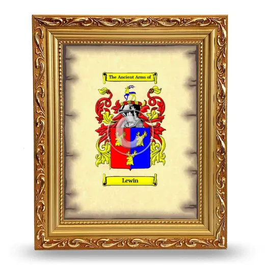 Lewin Coat of Arms Framed - Gold