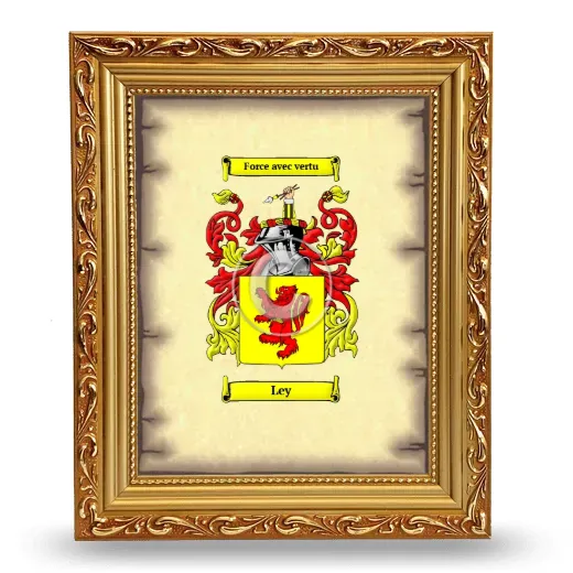 Ley Coat of Arms Framed - Gold