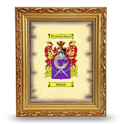 Liberati Coat of Arms Framed - Gold