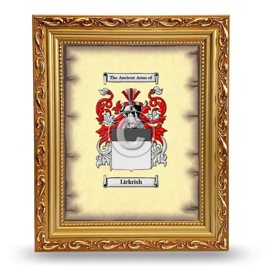 Lickrish Coat of Arms Framed - Gold