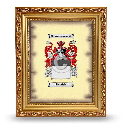 Licorish Coat of Arms Framed - Gold