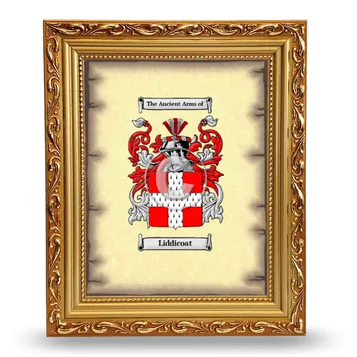 Liddicoat Coat of Arms Framed - Gold