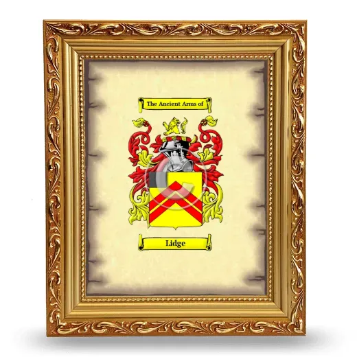 Lidge Coat of Arms Framed - Gold