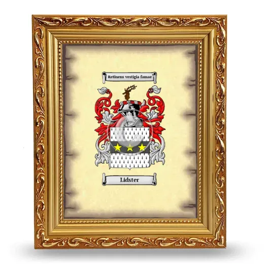 Lidster Coat of Arms Framed - Gold
