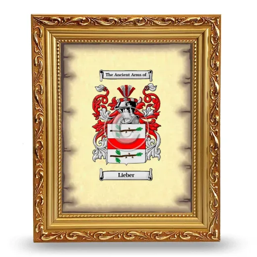 Lieber Coat of Arms Framed - Gold