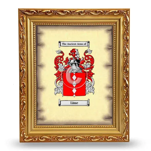 Lime Coat of Arms Framed - Gold