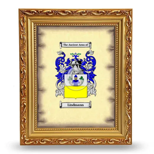 Lindmann Coat of Arms Framed - Gold