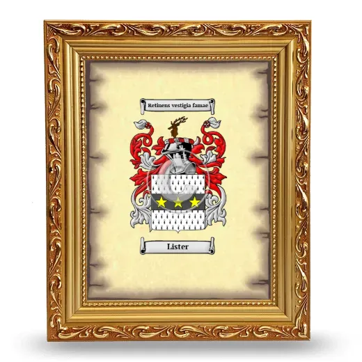 Lister Coat of Arms Framed - Gold