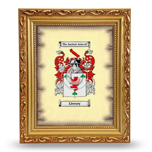 Livesey Coat of Arms Framed - Gold