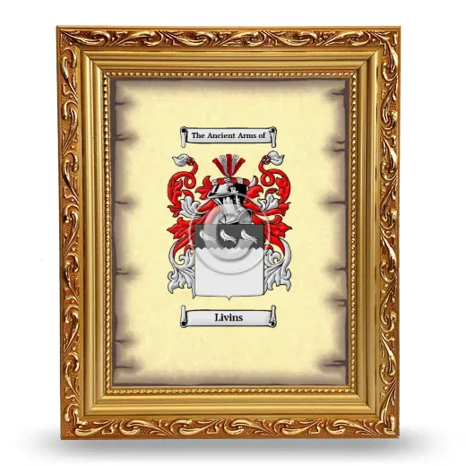 Livins Coat of Arms Framed - Gold