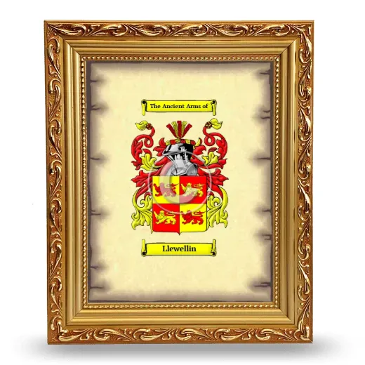 Llewellin Coat of Arms Framed - Gold