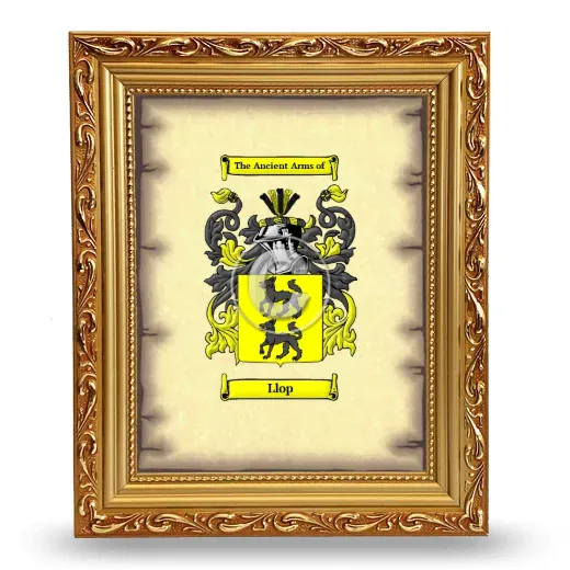Llop Coat of Arms Framed - Gold