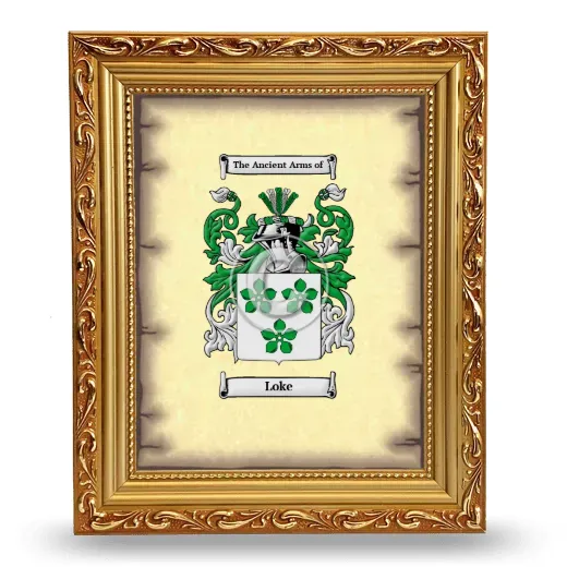 Loke Coat of Arms Framed - Gold