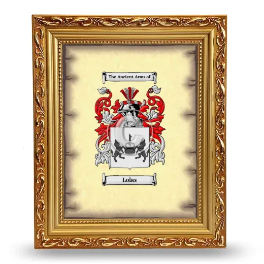 Lolas Coat of Arms Framed - Gold
