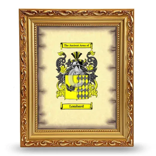 Lombard Coat of Arms Framed - Gold