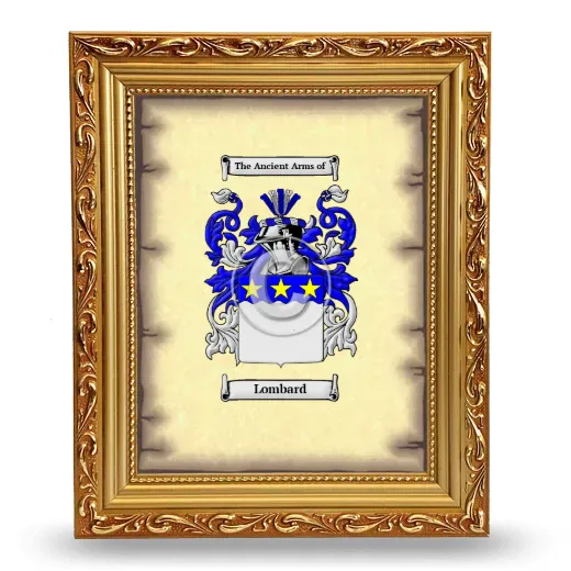 Lombard Coat of Arms Framed - Gold