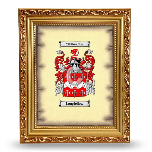 Longfellow Coat of Arms Framed - Gold