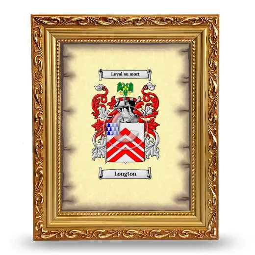 Longton Coat of Arms Framed - Gold