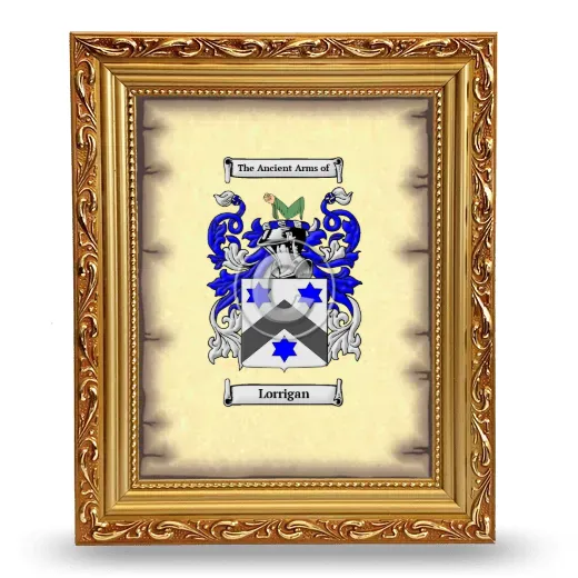Lorrigan Coat of Arms Framed - Gold