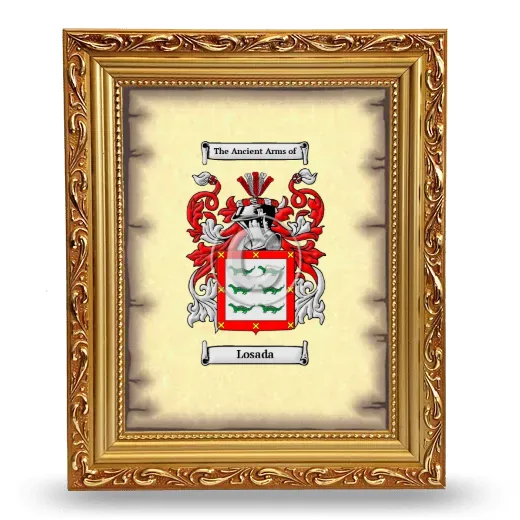 Losada Coat of Arms Framed - Gold