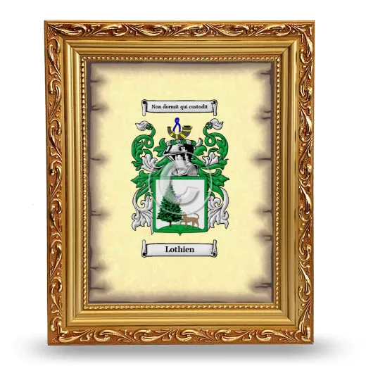 Lothien Coat of Arms Framed - Gold