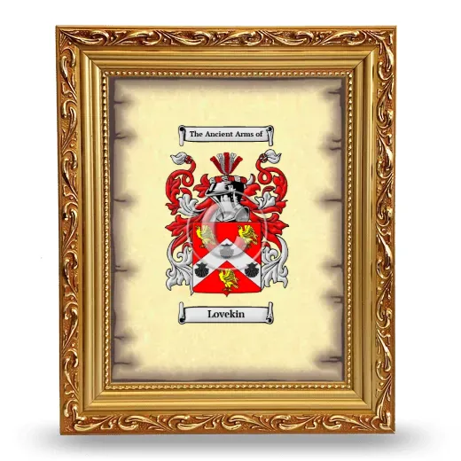Lovekin Coat of Arms Framed - Gold