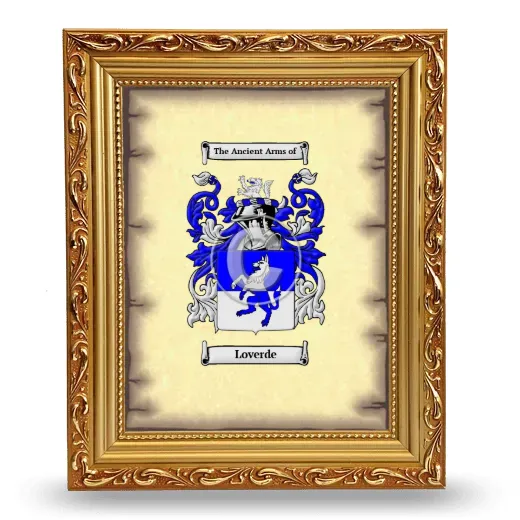 Loverde Coat of Arms Framed - Gold