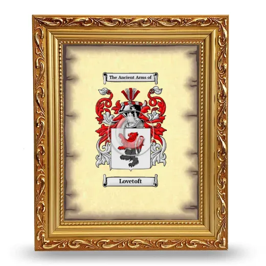 Lovetoft Coat of Arms Framed - Gold