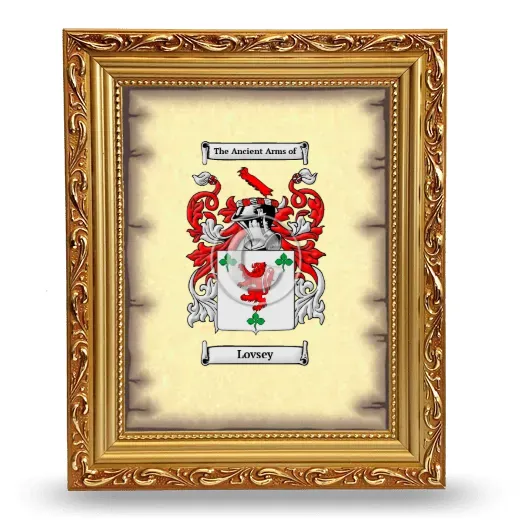 Lovsey Coat of Arms Framed - Gold