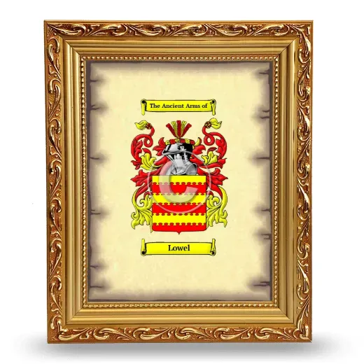 Lowel Coat of Arms Framed - Gold