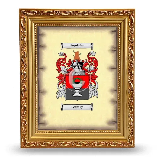 Lowery Coat of Arms Framed - Gold