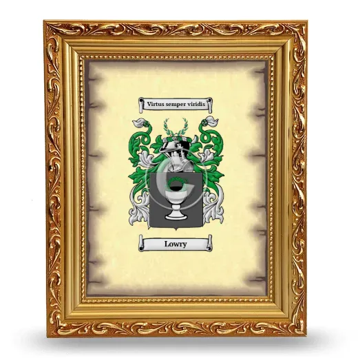 Lowry Coat of Arms Framed - Gold