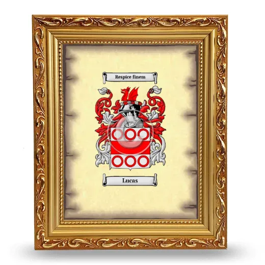 Lucas Coat of Arms Framed - Gold