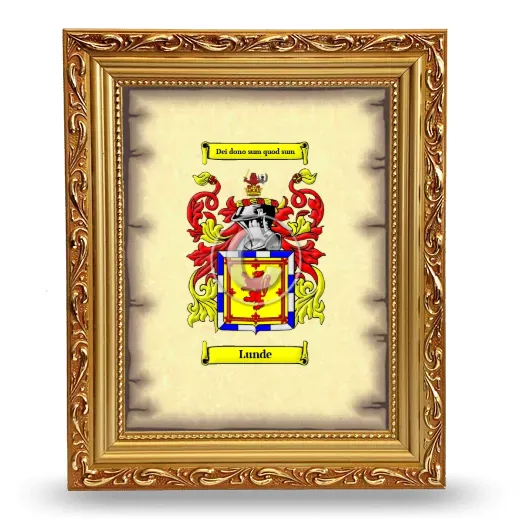 Lunde Coat of Arms Framed - Gold
