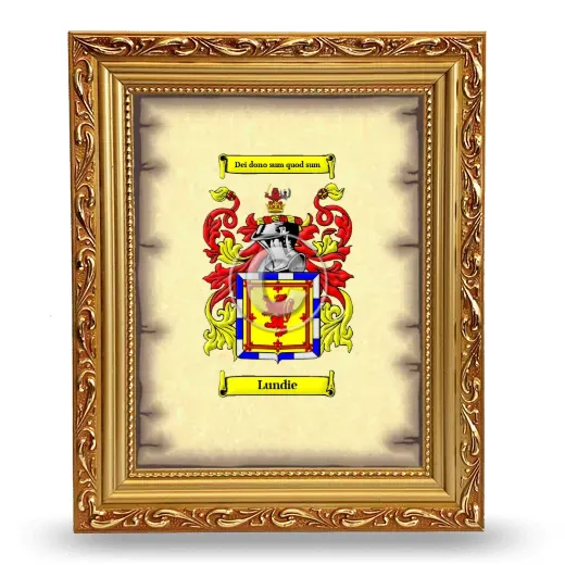 Lundie Coat of Arms Framed - Gold