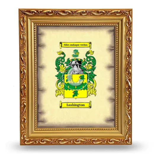 Lushington Coat of Arms Framed - Gold