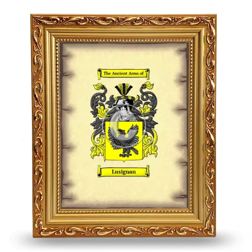 Lusignan Coat of Arms Framed - Gold