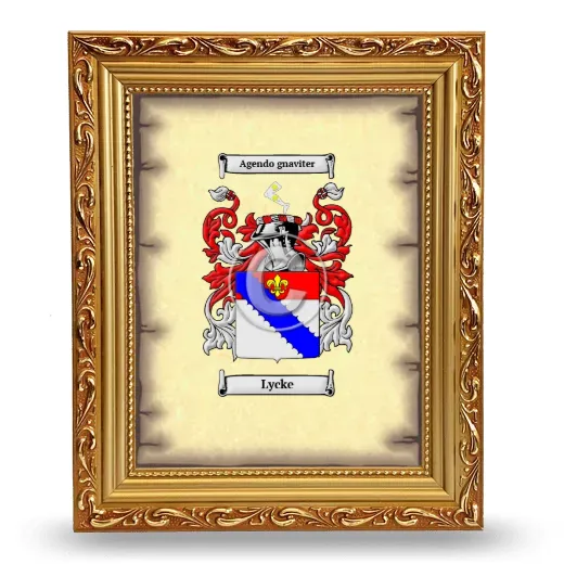 Lycke Coat of Arms Framed - Gold