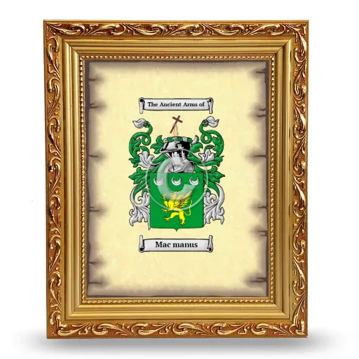 Mac manus Coat of Arms Framed - Gold