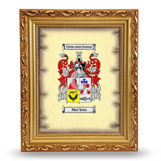 Mac'lean Coat of Arms Framed - Gold