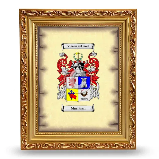 Mac'lean Coat of Arms Framed - Gold