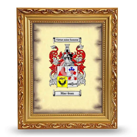 Mac-lean Coat of Arms Framed - Gold
