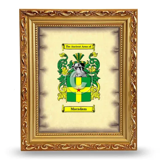 Macadam Coat of Arms Framed - Gold