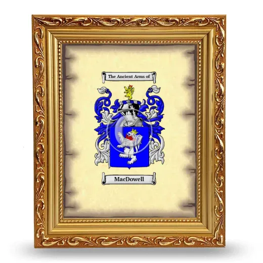 MacDowell Coat of Arms Framed - Gold
