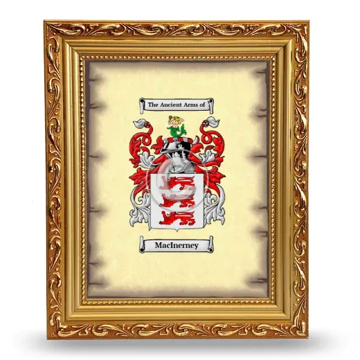 MacInerney Coat of Arms Framed - Gold